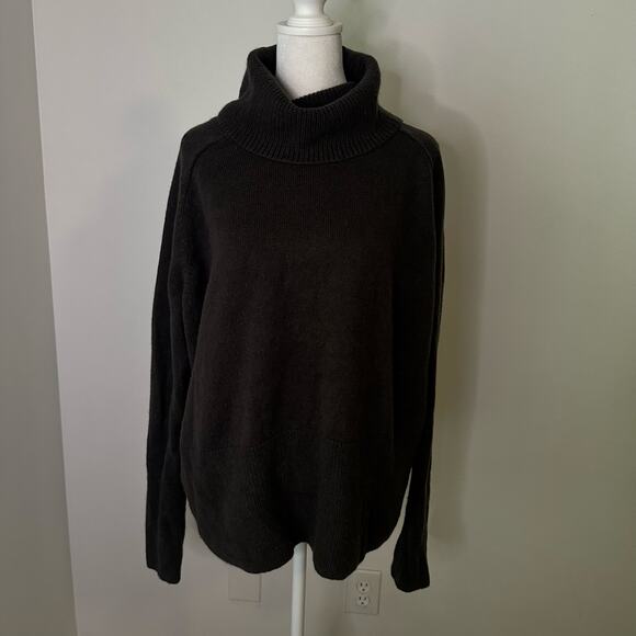 Athleta dark brown wool/cashmere knit turtleneck sweater size M - Picture 2 of 15